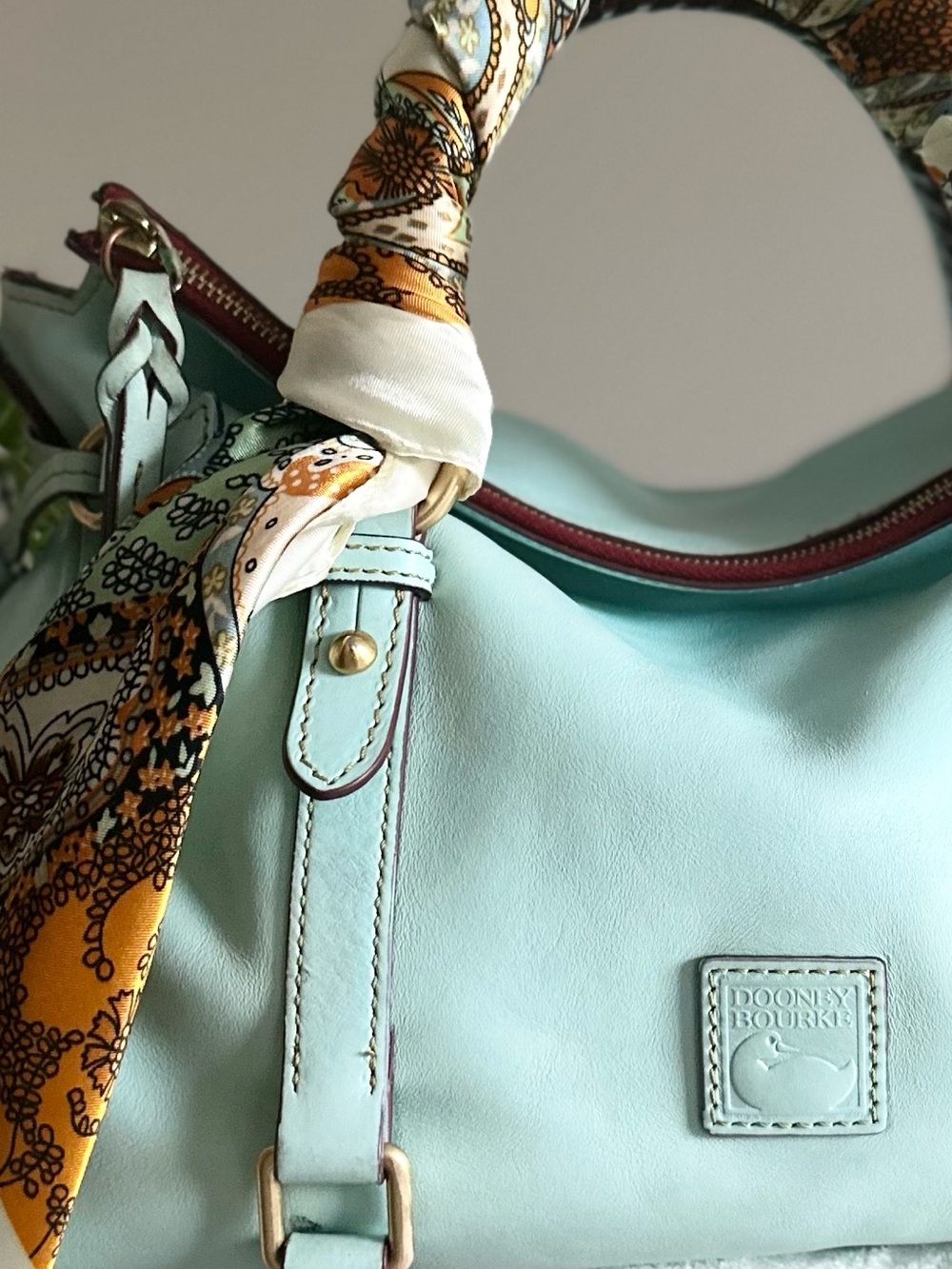 Dooney & Bourke Leather Florentine Satchel in Pale Blue - Picture 3 of 15